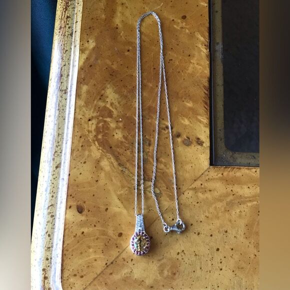 Natural Red Sapphire Yellow Zircon Sterling Silver Necklace - Picture 5 of 8